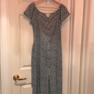 Monteau sage green flower patterned dress